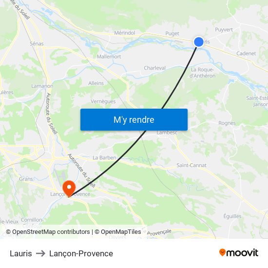Lauris to Lançon-Provence map
