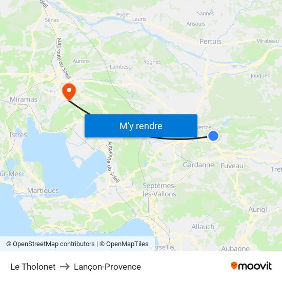 Le Tholonet to Lançon-Provence map