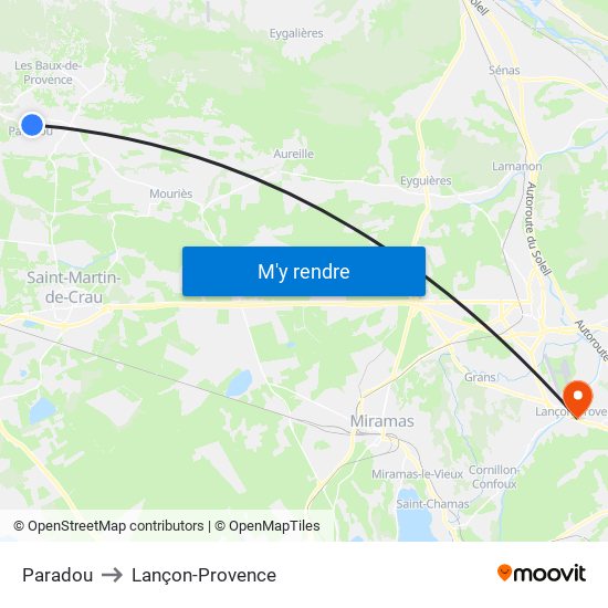 Paradou to Lançon-Provence map