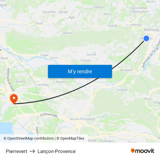 Pierrevert to Lançon-Provence map