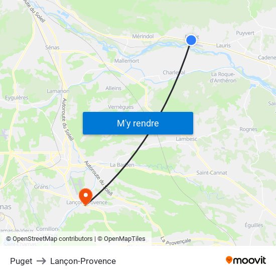 Puget to Lançon-Provence map