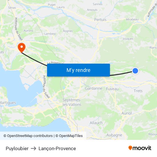 Puyloubier to Lançon-Provence map