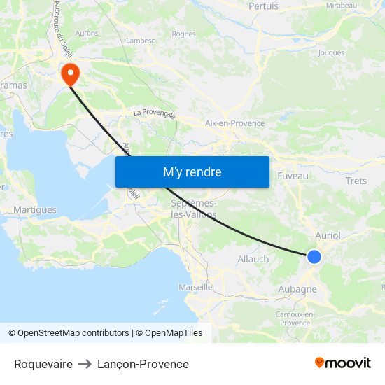 Roquevaire to Lançon-Provence map