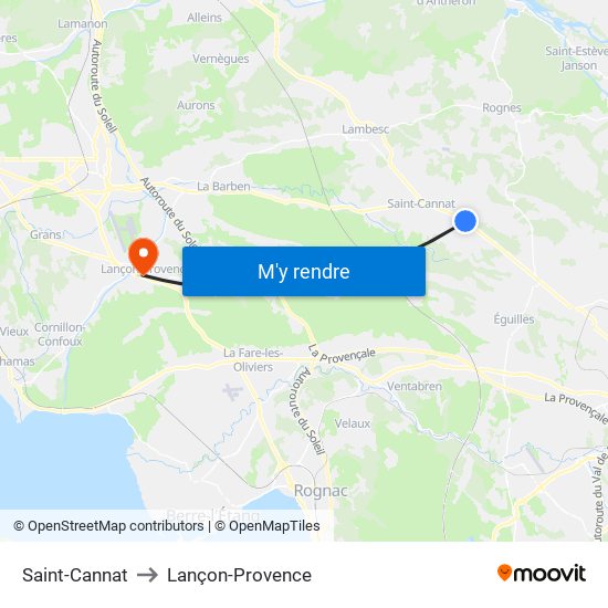 Saint-Cannat to Lançon-Provence map