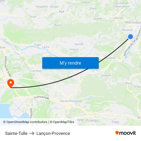 Sainte-Tulle to Lançon-Provence map