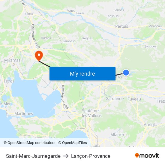 Saint-Marc-Jaumegarde to Lançon-Provence map