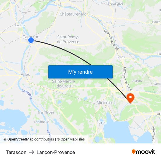 Tarascon to Lançon-Provence map