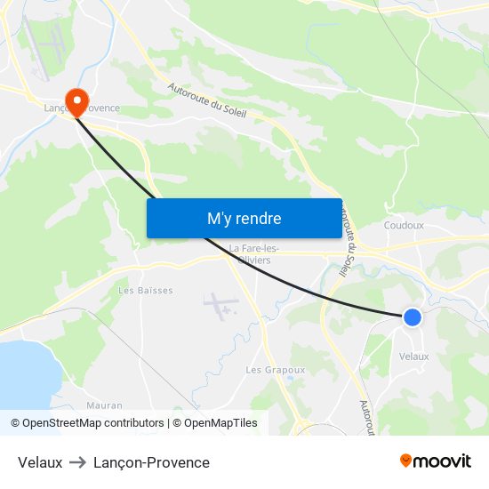 Velaux to Lançon-Provence map