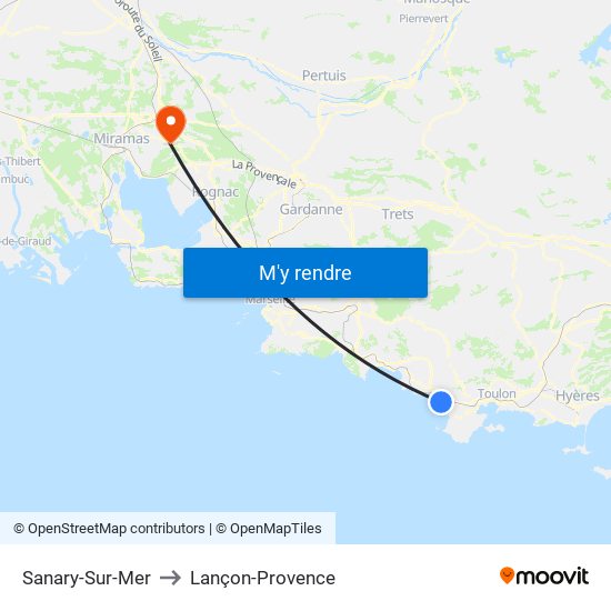 Sanary-Sur-Mer to Lançon-Provence map