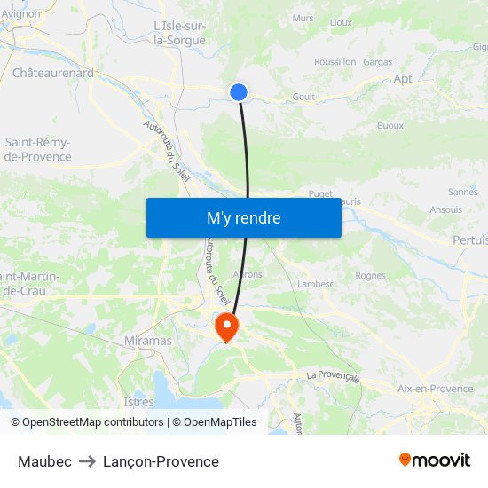 Maubec to Lançon-Provence map