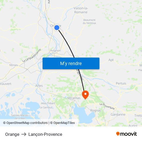 Orange to Lançon-Provence map