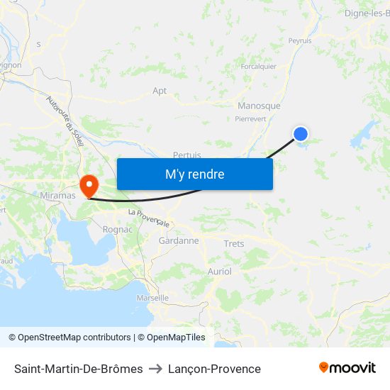 Saint-Martin-De-Brômes to Lançon-Provence map