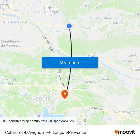 Cabrières-D'Avignon to Lançon-Provence map