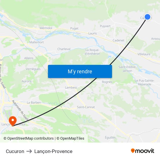 Cucuron to Lançon-Provence map