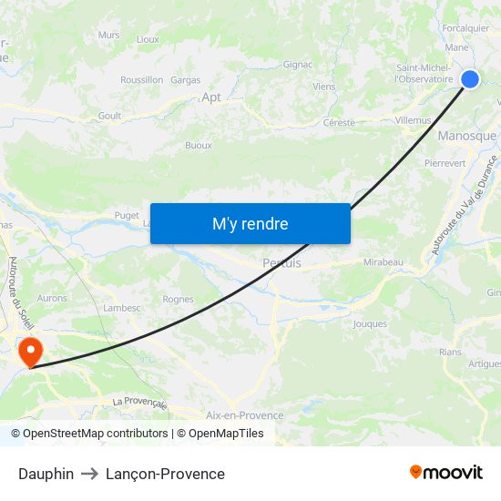 Dauphin to Lançon-Provence map