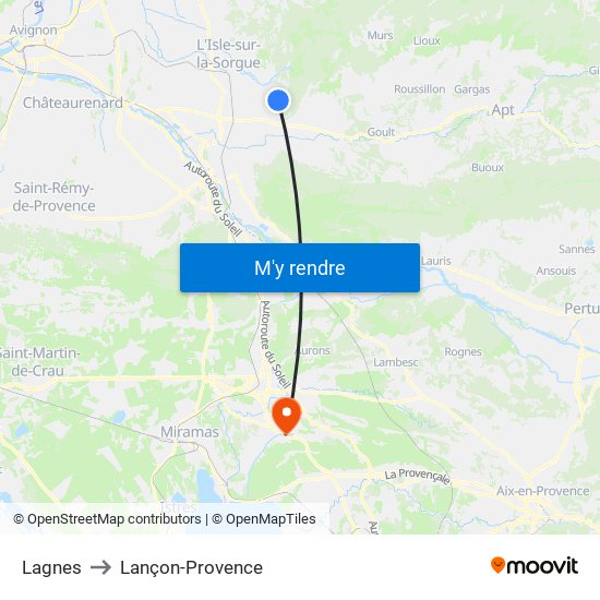 Lagnes to Lançon-Provence map