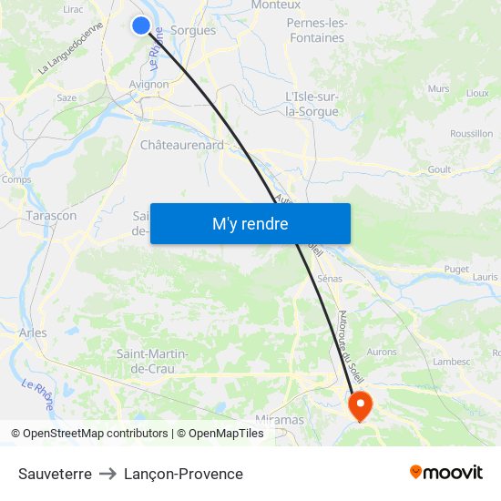 Sauveterre to Lançon-Provence map