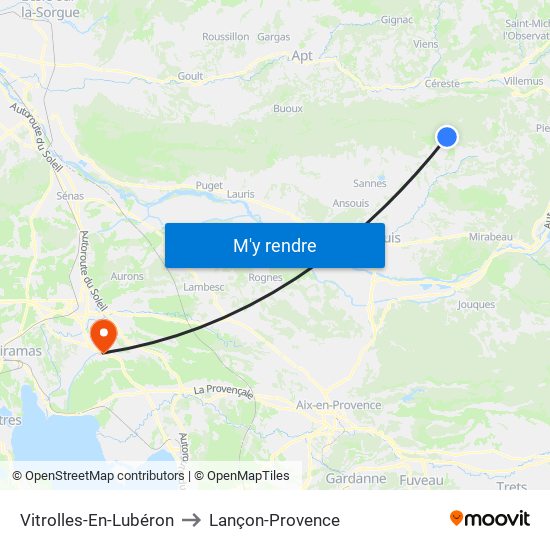 Vitrolles-En-Lubéron to Lançon-Provence map