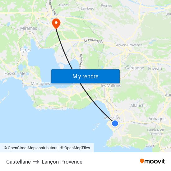 Castellane to Lançon-Provence map