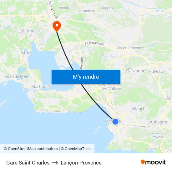 Gare Saint Charles to Lançon-Provence map