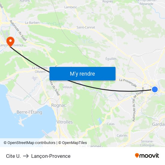Cite  U. to Lançon-Provence map