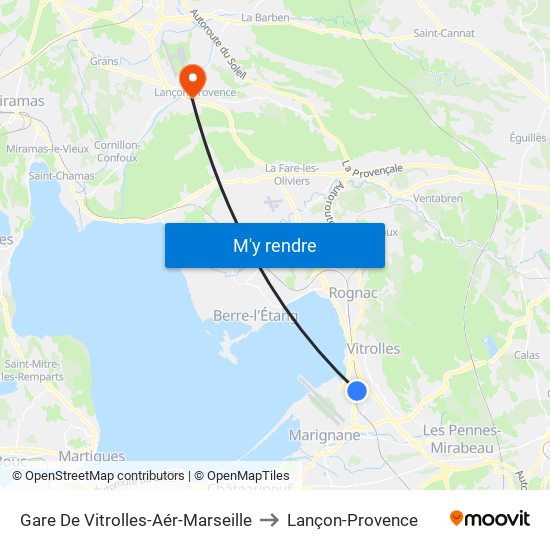 Gare De Vitrolles-Aér-Marseille to Lançon-Provence map