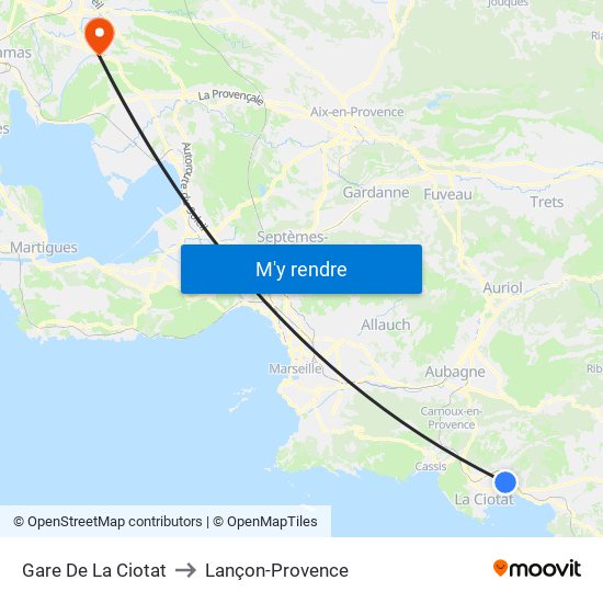 Gare De La Ciotat to Lançon-Provence map