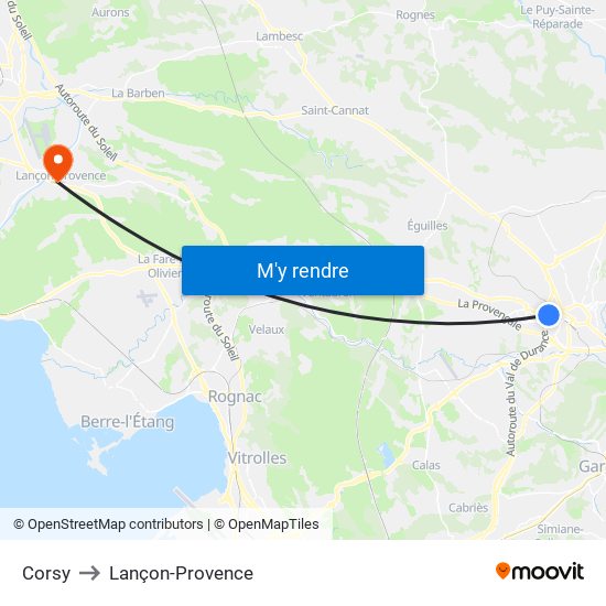 Corsy to Lançon-Provence map
