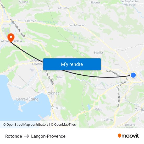 Rotonde to Lançon-Provence map