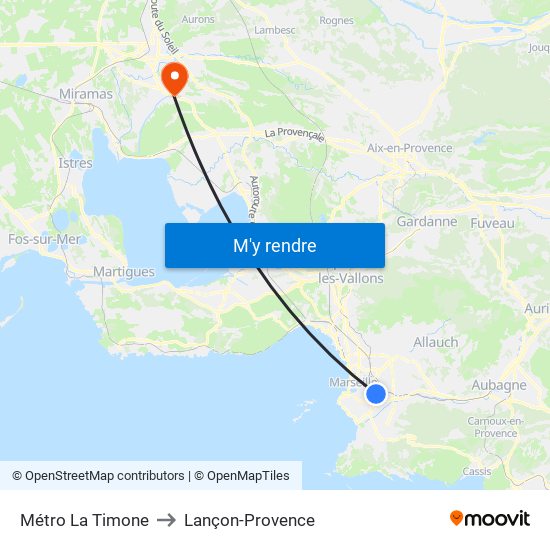 Métro La Timone to Lançon-Provence map