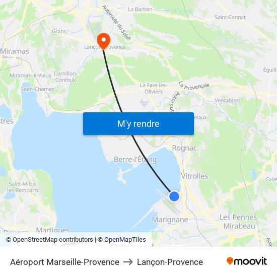 Aéroport Marseille-Provence to Lançon-Provence map