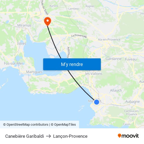 Canebière Garibaldi to Lançon-Provence map