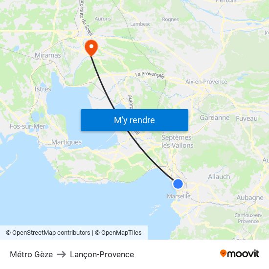 Métro Gèze to Lançon-Provence map