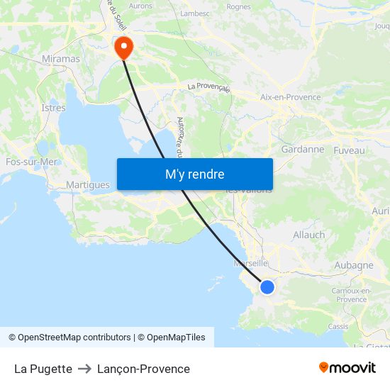 La Pugette to Lançon-Provence map