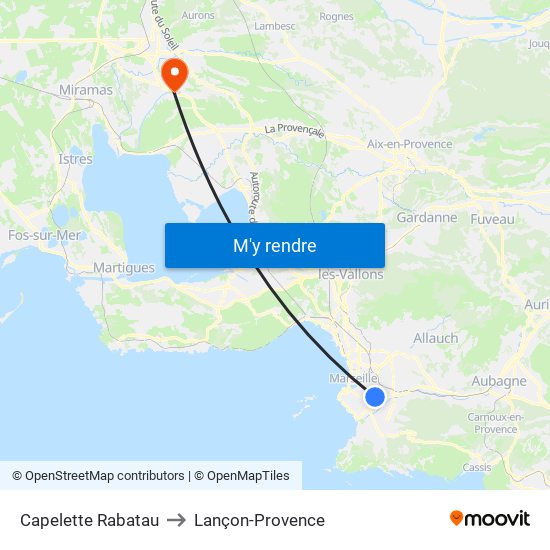 Capelette Rabatau to Lançon-Provence map