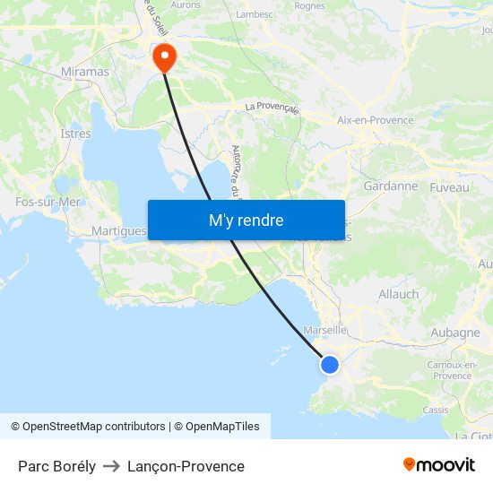 Parc Borély to Lançon-Provence map