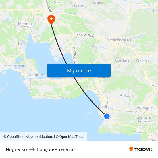 Négresko to Lançon-Provence map