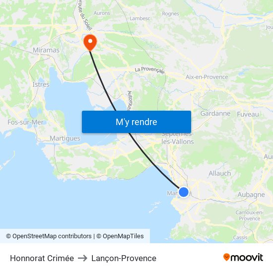Honnorat Crimée to Lançon-Provence map