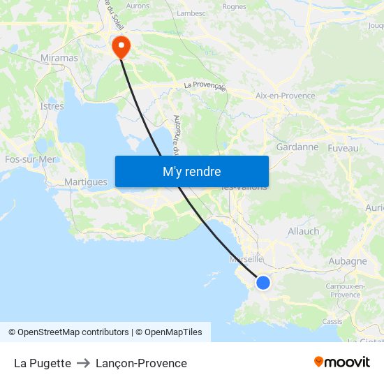 La Pugette to Lançon-Provence map