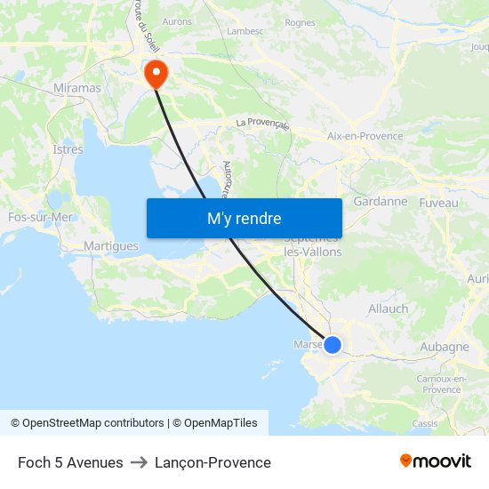 Foch 5 Avenues to Lançon-Provence map