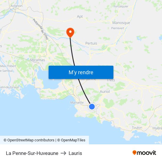 La Penne-Sur-Huveaune to Lauris map