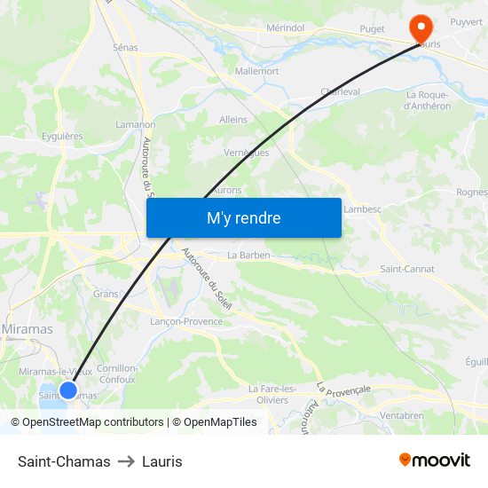 Saint-Chamas to Lauris map