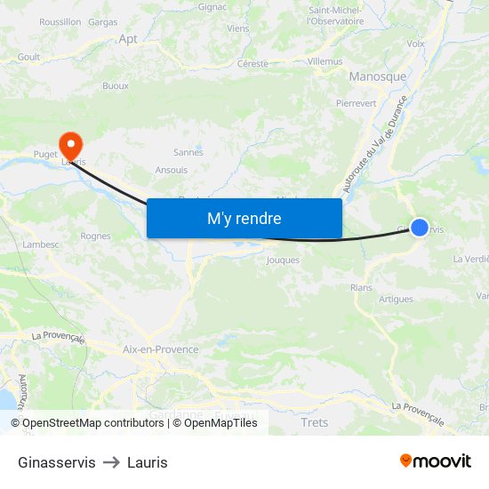 Ginasservis to Lauris map