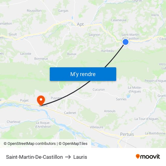 Saint-Martin-De-Castillon to Lauris map