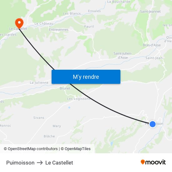 Puimoisson to Le Castellet map