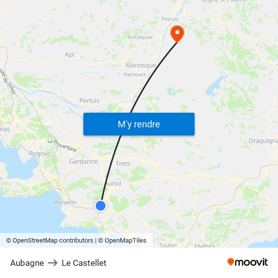 Aubagne to Le Castellet map