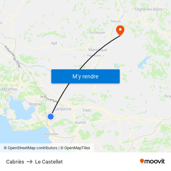 Cabriès to Le Castellet map