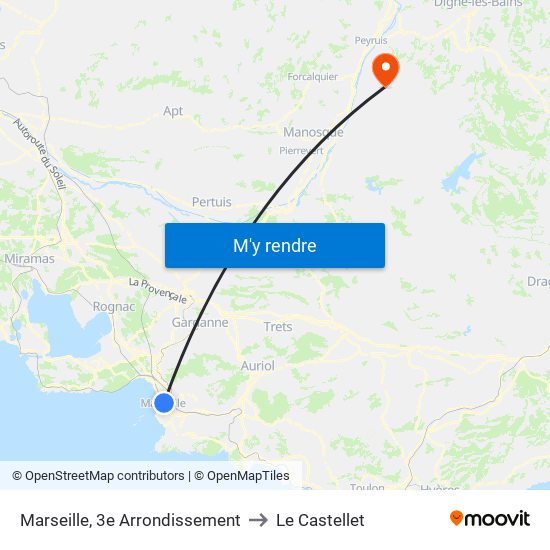 Marseille, 3e Arrondissement to Le Castellet map