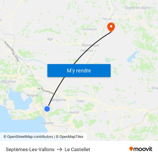 Septèmes-Les-Vallons to Le Castellet map