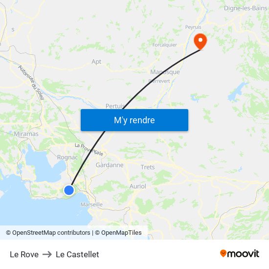 Le Rove to Le Castellet map